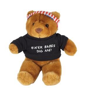 turgis Motorcycle Rally Plush Bear 9" Biker Babes Dig Me Bandana Stuffed Animal